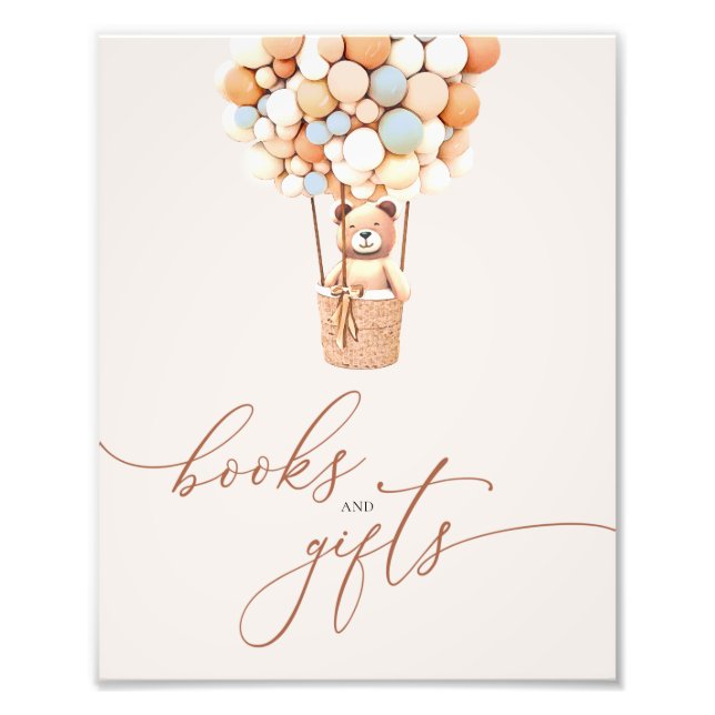 Foto Rótulo Baby Shower de libros y regalos con globos  (Frente)