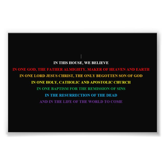 Foto Rótulo con Nicene Creed abreviado. (Frente)