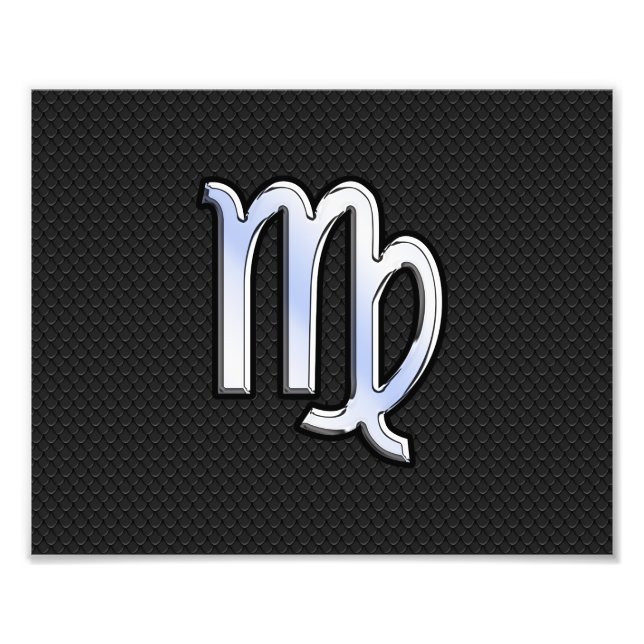 Foto Rótulo cromado Virgo Zodiac sobre el estilo de pie (Frente)