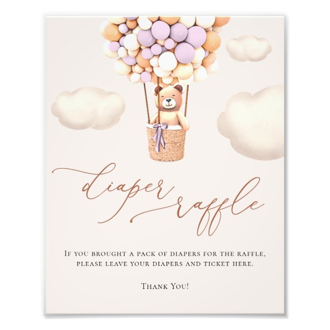 Foto Rótulo de Bear Balloons Diaper Raffle (Frente)