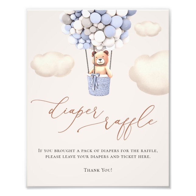 Foto Rótulo de Bear Balloons Diaper Raffle (Frente)