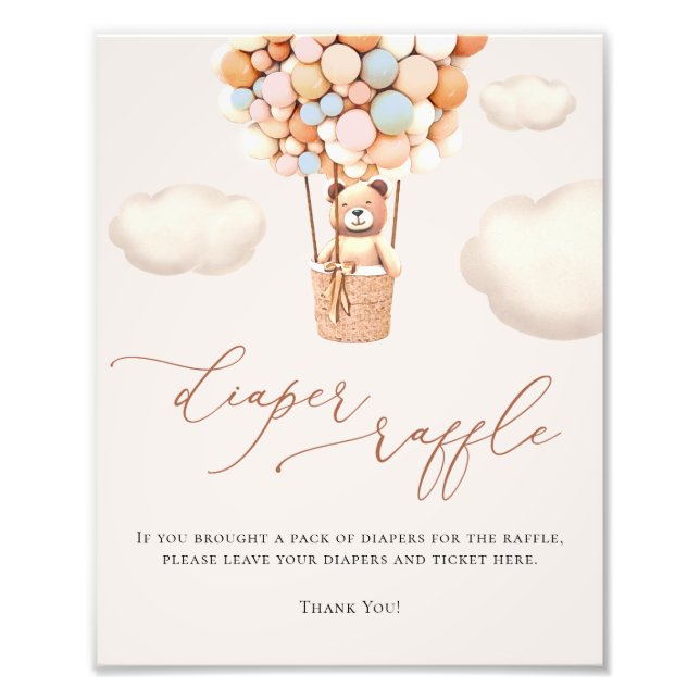 Foto Rótulo de Bear Balloons Diaper Raffle (Frente)