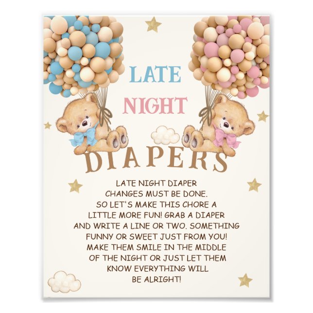 Foto Rótulo de juego Baby Shower de Late Night Diapers (Frente)