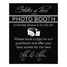 Rótulo de la cabina fotográfica de Pose en negro