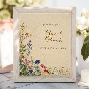 Foto Rótulo de libros de invitado de flores silvestres