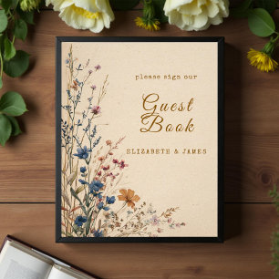 Foto Rótulo de libros de invitado de flores silvestres