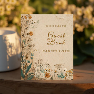 Foto Rótulo de libros de invitado de flores silvestres