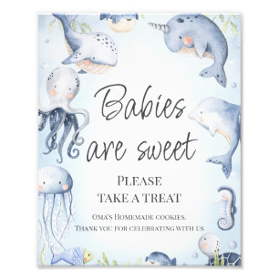 Foto Rótulo de mesa de Baby Shower Blue Under Sea Boys