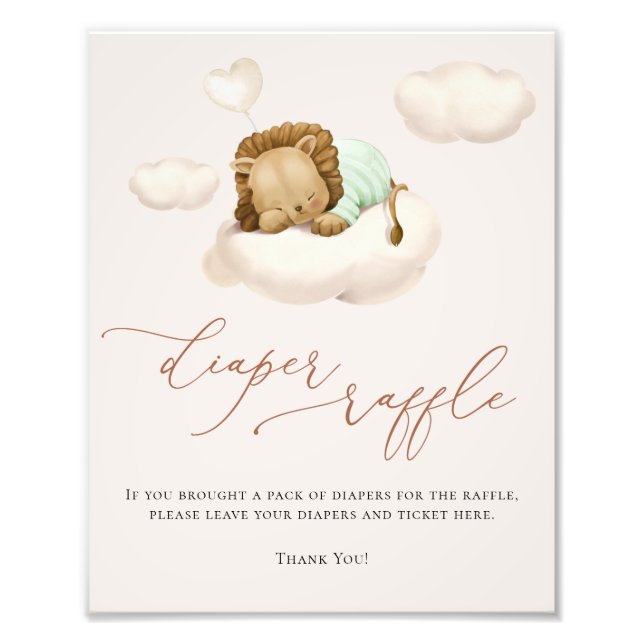 Foto Rótulo de Raffle con globo de nube de león (Frente)