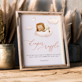 Foto Rótulo de Raffle con globo de nube de león