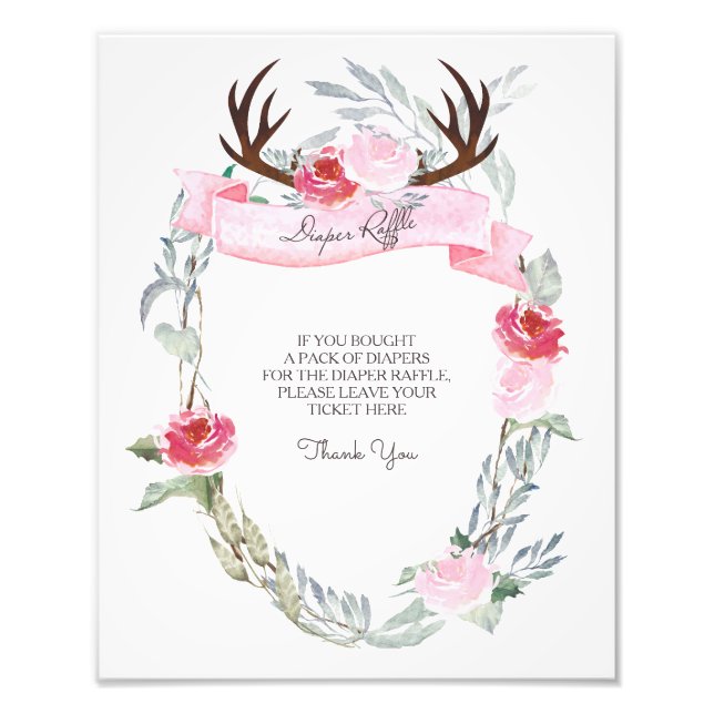 Foto Rótulo Deer Antler Diaper Raffle (Frente)