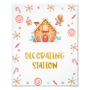 Foto Rótulo Gold Gingerbread House Decorador Estación