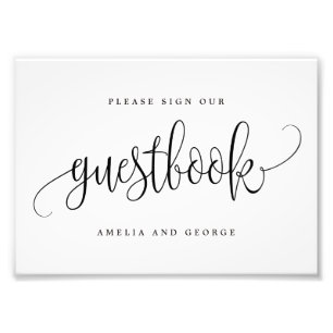 Foto Rótulo Guestbook Elija su caligrafía de tamaño