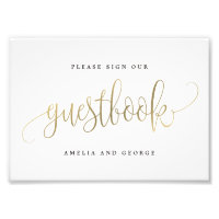 Rótulo Guestbook Elija su Faux Gold de tamaño