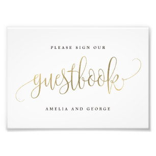 Foto Rótulo Guestbook Elija su Faux Gold de tamaño