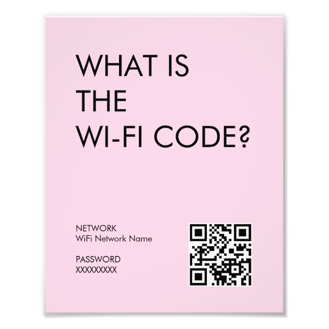 Foto Rótulo moderno de contraseña wifi rosa pastel con  (Frente)