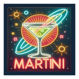 Foto Rótulo Neon Martini de Mid Century