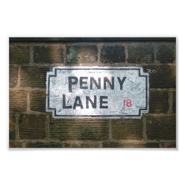 Foto Rótulo Penny Lane Street, Liverpool UK (Frente)