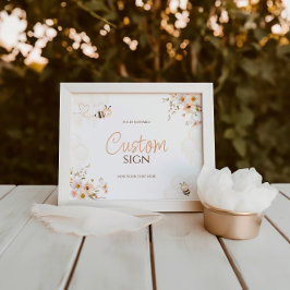 Foto Rótulo Personalizado Floral Honey Bumble Bee Baby