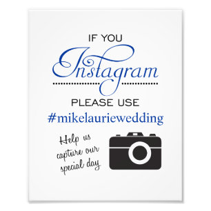 Foto Rótulo Poster Boda de Instagram - Azul marino