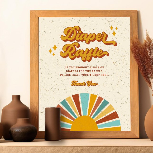 Foto Rótulo Retro Boho Sun Baby Shower Diaper Raffle (Subido por el creador)