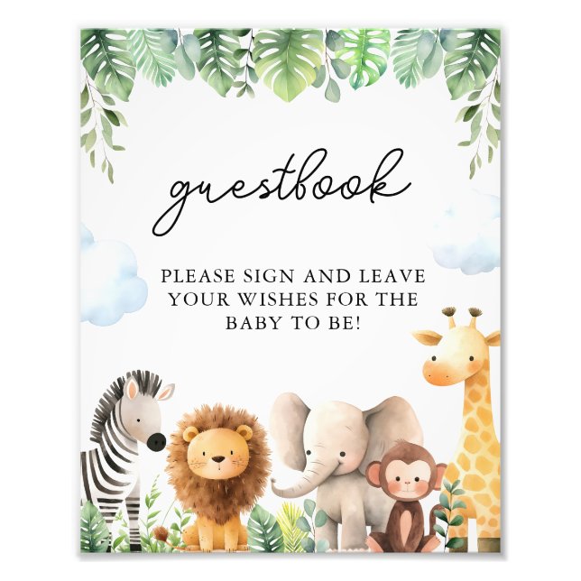 Foto Rótulo Safari Baby Shower Guestbook (Frente)