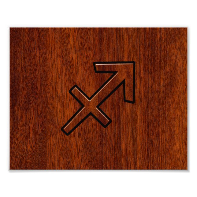 Foto Rótulo Sagittarius Zodiac en estilo caoba (Frente)