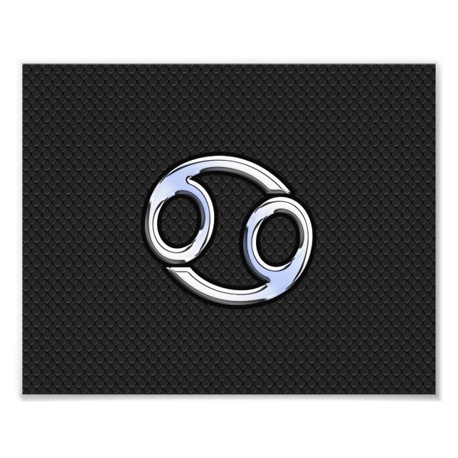 Foto Rótulo Zodiac cromado como el cáncer en negro (Frente)