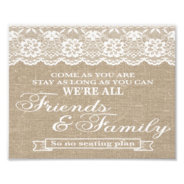 Foto Rótulos bodas - Burlap & Lace - Amigos y familia - (Frente)