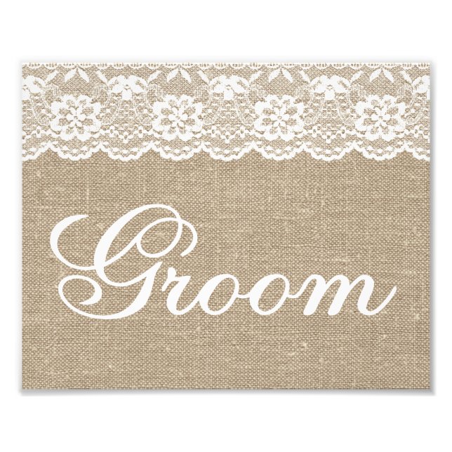 Foto Rótulos bodas - Burlap & Lace - Groom - (Frente)