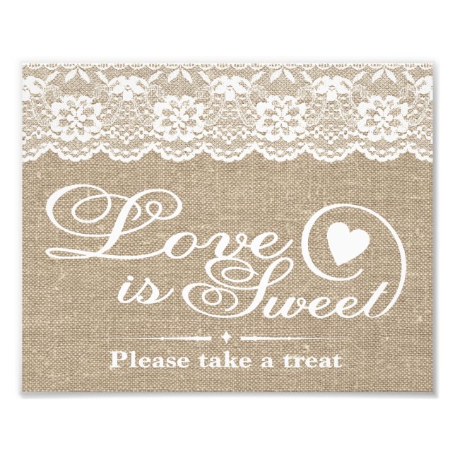 Foto Rótulos bodas - Burlap & Lace - Love is Sweet - (Frente)