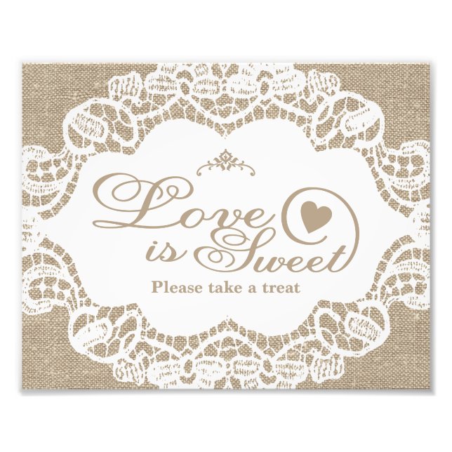 Foto Rótulos bodas - Burlap & Lace - Love is Sweet - (Frente)