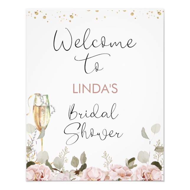 Foto Rubor Floral Pearls Bridal Shower Signo de bienven (Frente)