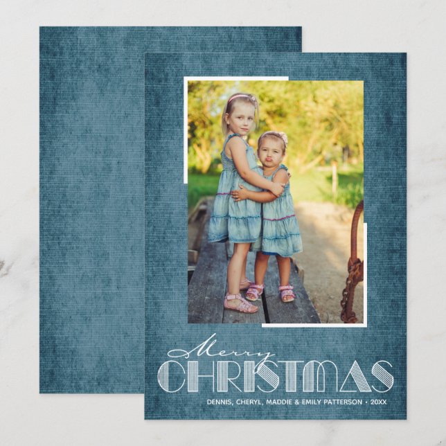 Foto Rustic Blue Merry de Navidad (Anverso / Reverso)