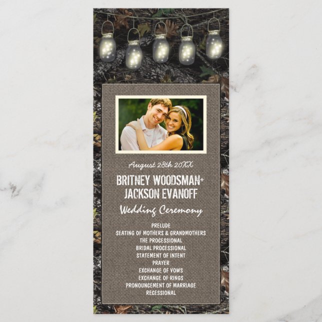 Foto Rustic Mason Jar Camo Bodas Programas (Anverso)