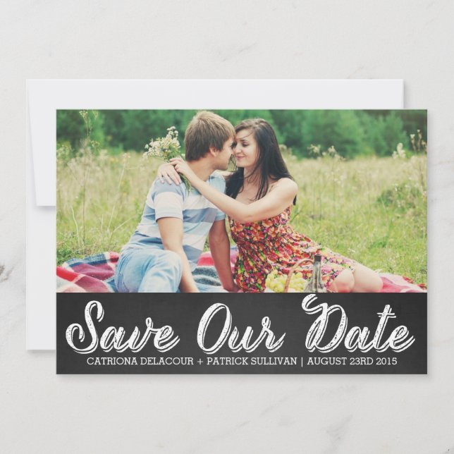 Foto Rustic Script Save Our Date Invitación (Anverso)