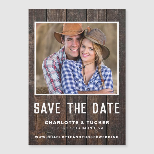 Foto Rustic Wood Save the Date (Anverso)
