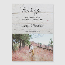 Foto rústica de madera Gracias tarjeta de boda de