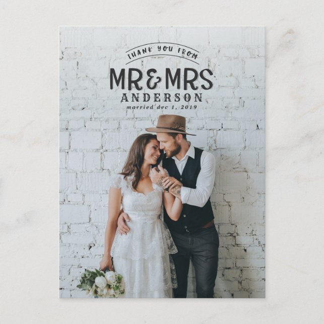 Foto rústica gracias boda invitación (Anverso)