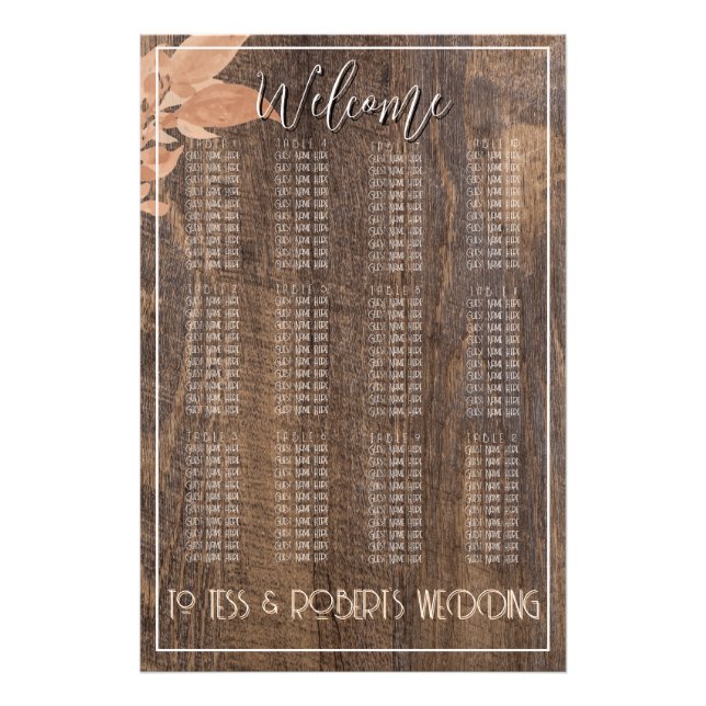 Foto Rústica granja Boho Woodgrain Elegante Floral (Frente)