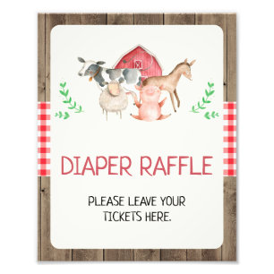 Foto Rústica granja Diaper Raffle Rótulo Baby Shower