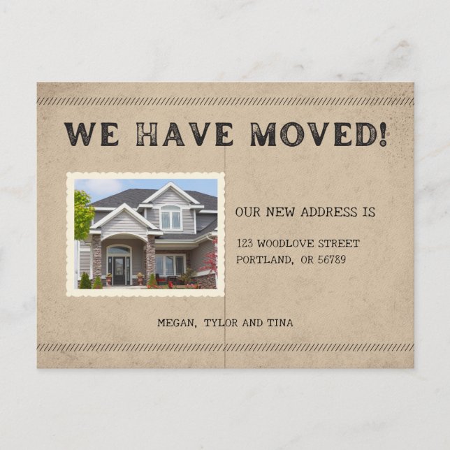 Foto Rustica Nueva dirección Invitación móvil (Anverso)