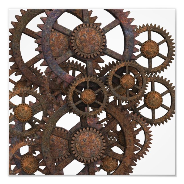 Foto Rusty Steampunk Metalizado Gears (Frente)