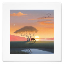 Sabana de la puesta de sol dorada Caballo Paz Hoga