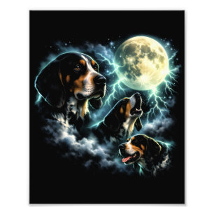 Foto Sabueso aullando bajo la luna Camiseta de perro rú