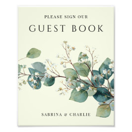 Foto Sage Green Eucalyptus Wedding Guest Book Sign