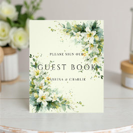Foto Sage Green Lily Valley Wedding Guest Book Sign