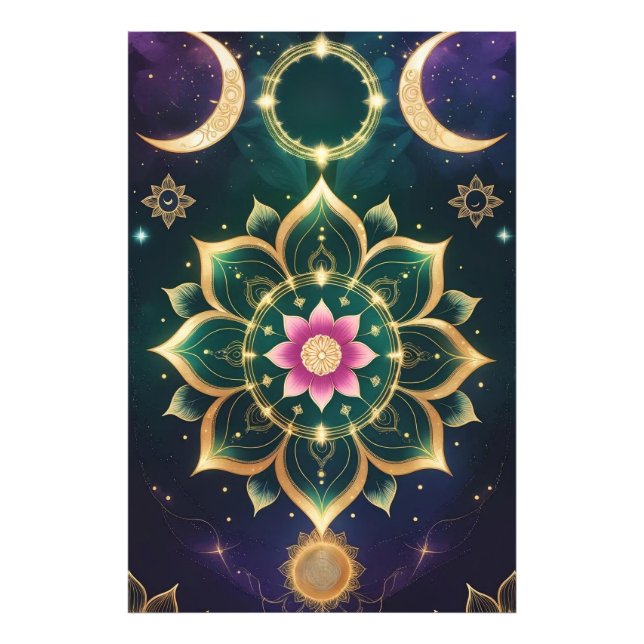 Foto Sagrado Lotus Moon Mandala - Aura Celeste (Frente)