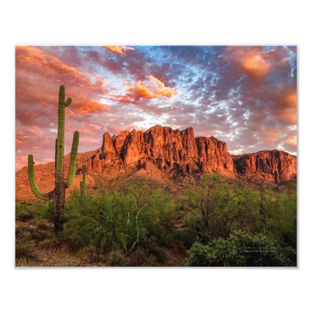Foto Saguaro Cactus Superstition Mountain Nubes de sol (Frente)