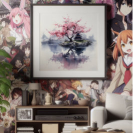 Foto Sakura floreciendo sobre el lago